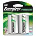 Energizer EVENH50BP2 NiMH Rechargeable Batteries, D, 2 Batteries/Pack