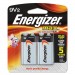 Energizer EVE522BP2 MAX Alkaline Batteries, 9V, 2 Batteries/Pack