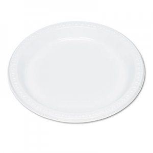 Tablemate TBL9644WH Plastic Dinnerware, Plates, 9" dia, White, 125/Pack