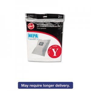 Hoover Commercial AH10040 HEPA Y Filtration Bags for Hoover Upright Cleaners, 2/Pack