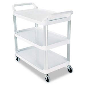 Rubbermaid Commercial RCP409100CM Open Sided Utility Cart, Three-Shelf, 40.63w x 20d x 37.81h, Off-White