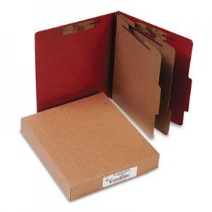 ACCO 15036 Pressboard 25-Pt Classification Folders, Letter, 6-Section, Earth Red, 10/Box