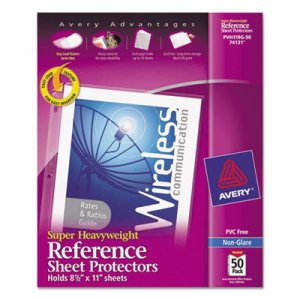 Avery 74131 Top-Load Poly Sheet Protectors, Super Heavy Gauge, Letter, Nonglare, 50/Box