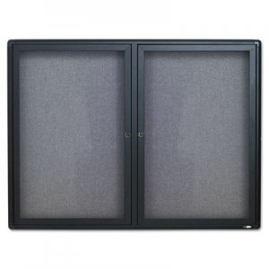 Quartet 2364L Enclosed Fabric-Cork Board, 48 x 36, Gray Surface, Graphite Aluminum Frame