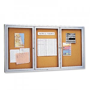 Quartet 2366 Enclosed Bulletin Board, Natural Cork/Fiberboard, 72 x 36, Silver Aluminum Frame