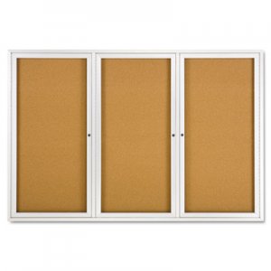 Quartet 2367 Enclosed Bulletin Board, Natural Cork/Fiberboard, 72 x 48, Silver Aluminum Frame