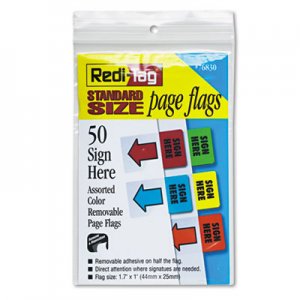 Redi-Tag RTG76830 Removable Page Flags, Green/Yellow/Red/Blue/Orange, 10/Color, 50/Pack