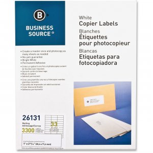 Business Source 26131 White Copier Mailing Label