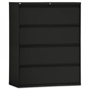 Alera LF4254BL Four-Drawer Lateral File Cabinet, 42w x 19-1/4d x 54h, Black