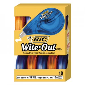 BIC WOTAP10 Wite-Out EZ Correct Correction Tape, Non-Refillable, 1/6" x 472", 10/Box