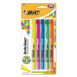 BIC BICBLP51WASST Brite Liner Highlighter, Chisel Tip, Assorted Colors, 5/Set
