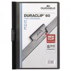 Durable 221401 Vinyl DuraClip Report Cover w/Clip, Letter, Holds 60 Pages, Clear/Black