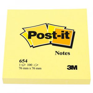Post-it Notes MMM654YW Original Pads in Canary Yellow, 3 x 3, 100-Sheet, 12/Pack