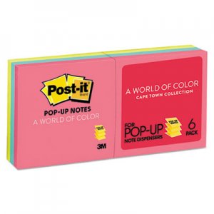 Post-it Pop-up Notes MMMR330AN Original Pop-up Refill, 3 x 3, Assorted Cape Town Colors, 100-Sheet, 6
