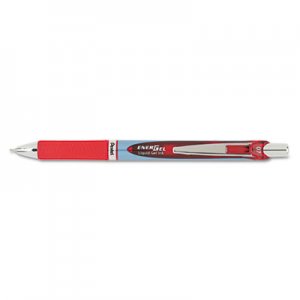 Pentel PENBLN77B EnerGel RTX Retractable Liquid Gel Pen, .7mm, Needle, Black/Gray Barrel, Red Ink