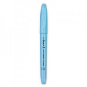 Universal UNV08854 Pocket Highlighters, Chisel Tip, Fluorescent Blue, Dozen