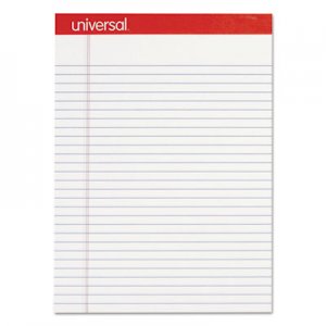 Universal UNV20630 Perforated Edge Writing Pad, Legal Ruled, Letter, White, 50 Sheet, Dozen