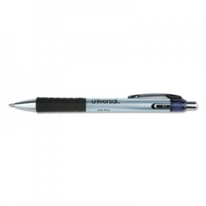 Universal UNV39720 Comfort Grip Retractable Gel Pen, Medium 0.7mm, Black Ink, Silver Barrel, Dozen