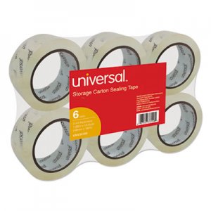 Universal UNV33100 Heavy-Duty Acrylic Box Sealing Tape, 3" Core, 1.88" x 54.6 yds, Clear, 6/Pack