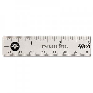 Westcott 10414 Stainless Steel Office Ruler With Non Slip Cork Base, 6