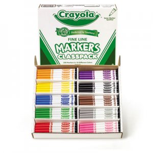 Crayola CYO588210 Non-Washable Classpack Markers, Fine Point, Ten Assorted Colors, 200/Box