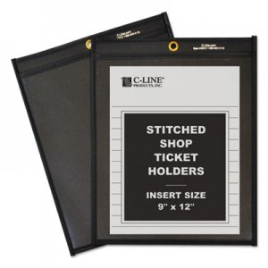 C-Line 45912 Shop Ticket Holders, Stitched, One Side Clear, 75", 9 x 12, 25/BX