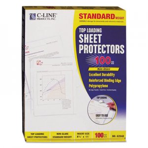 C-Line 62048 Standard Weight Polypropylene Sheet Protector, Non-Glare, 2", 11 x 8 1/2, 100/BX