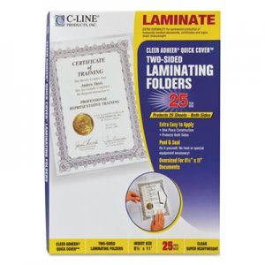 C-Line 65187 Quick Cover Laminating Pockets, 12 mil, 9 1/8" x 11 1/2", 25/Pack