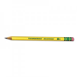 Dixon 13308 Ticonderoga Beginners Wood Pencil w/Eraser, HB #2, Yellow, Dozen