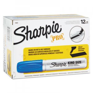 Sharpie 15003 King Size Permanent Marker, Chisel Tip, Blue, Dozen