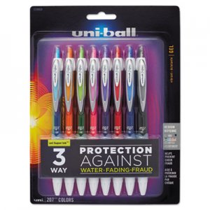 Uni-Ball 1739929 Signo Gel 207 Roller Ball Retractable Gel Pen, Assorted Ink, Medium, 8/Set