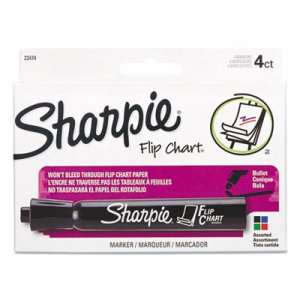Sharpie 22474 Flip Chart Markers, Bullet Tip, Four Colors, 4/Set