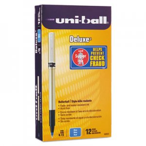 Uni-Ball 60053 Deluxe Roller Ball Stick Waterproof Pen, Blue Ink, Fine, Dozen