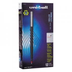 Uni-Ball 60152 Roller Ball Stick Dye-Based Pen, Red Ink, Micro, Dozen