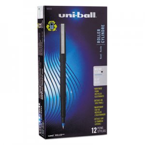 Uni-Ball 60153 Roller Ball Stick Dye-Based Pen, Blue Ink, Micro, Dozen