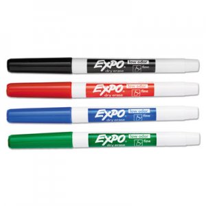 EXPO 86074 Low Odor Dry Erase Marker, Fine Point, Assorted, 4/Set