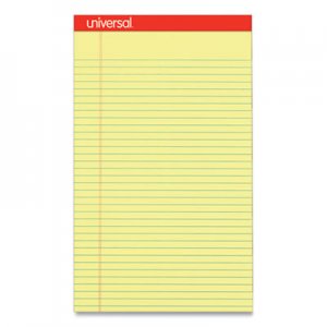 Universal UNV40000 Perforated Edge Writing Pad, Legal/Margin Rule, Legal, Canary, 50 Sheet, Dozen