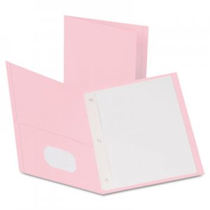 Oxford OXF57768 Twin-Pocket Folders with 3 Fasteners, Letter, 1/2" Capacity, Pink,25/Box