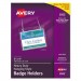 Avery 2922 Secure Top Hanging-Style Badge Holders, Horizontal, 4w x 3h, Clear, 100/Box
