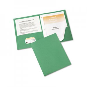 Avery 47977 Two-Pocket Folder, Prong Fastener, Letter, 1/2" Capacity, Green, 25/Box
