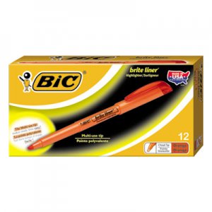 BIC BICBL11OE Brite Liner Highlighter, Chisel Tip, Fluorescent Orange Ink, Dozen