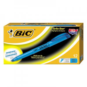 BIC BICBL11BE Brite Liner Highlighter, Chisel Tip, Fluorescent Blue Ink, Dozen