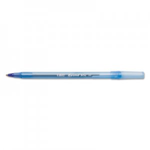 BIC BICGSM11BE Round Stic Xtra Precision/Xtra Life Ballpoint, Blue Ink, T-Blue Brl, 1mm, DZ