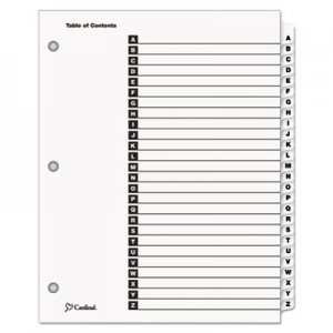 Cardinal 60213 Traditional OneStep Index System, 26-Tab, A-Z, Letter, White, 26/Set
