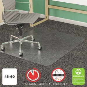 deflecto CM14443F SuperMat Frequent Use Chair Mat, Medium Pile Carpet, Beveled, 46 x 60, Clear