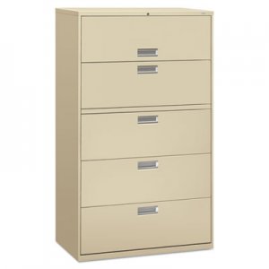 HON 695LL 600 Series Five-Drawer Lateral File, 42w x 19-1/4d, Putty