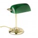 Alera LMP557AB Traditional Incandescent Banker's Lamp, Green Glass Shade, 14"h, Brass Base