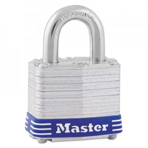 Master Lock 3D Four-Pin Tumbler Lock, Laminated Steel Body, 1 9/16" Wide, Silver/Blue, Two Keys