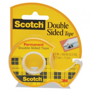 Scotch 137 665 Double-Sided Permanent Tape w/Hand Dispenser, 1/2" x 450
