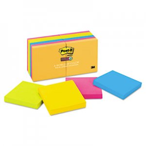 Post-it Notes Super Sticky MMM65412SSUC Pads in Rio de Janeiro Colors, 3 x 3, 90/Pad, 12 Pads/Pack